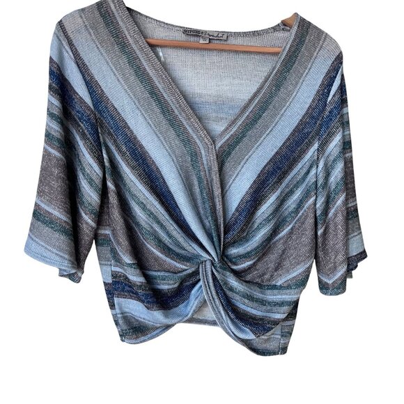 Striped Twist-Front Knit Top By Gypsies & Moondust  XS  Polyester/Rayon/Spandex - Picture 1 of 8